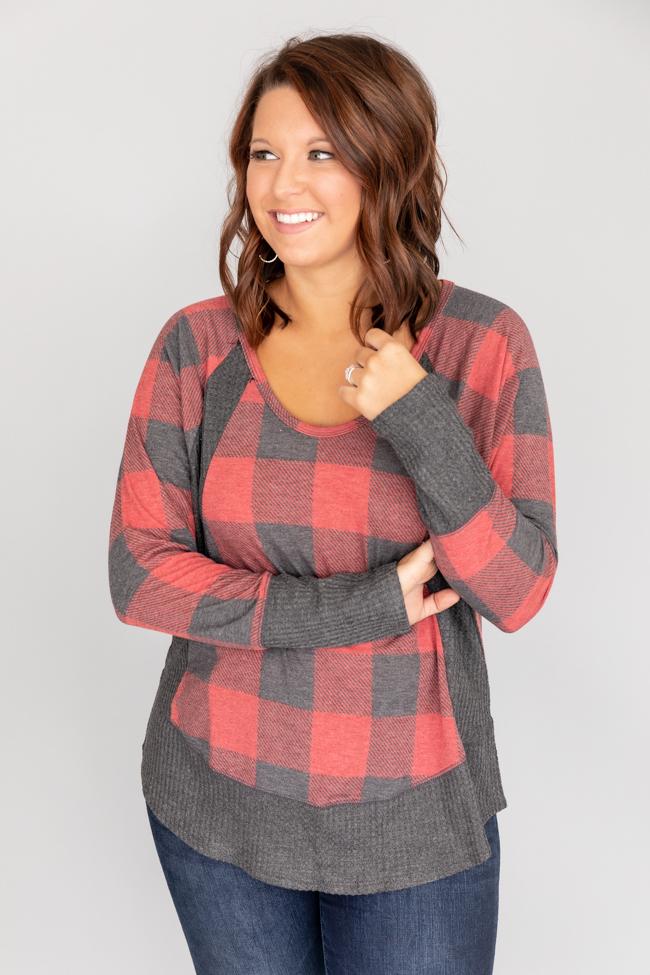 Call This Love Home Red Plaid Blouse