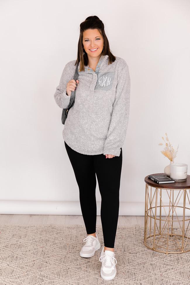 All Snowed In Monogram Grey Pullover