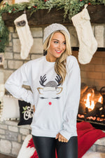 Load image into Gallery viewer, Leopard Print Reindeer Lady White Graphic Sweatshirt
